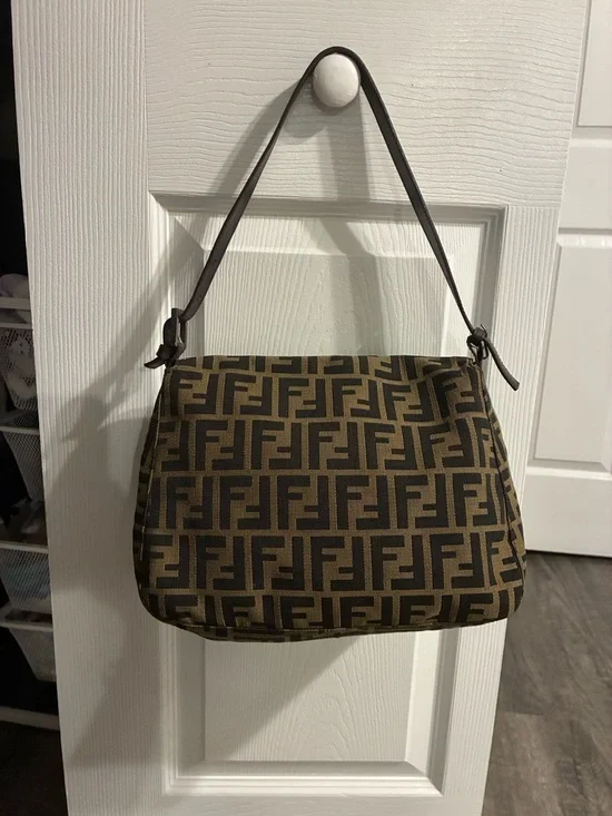 Fendi Brown and Dark Brown FF Canvas Messenger Bag - Picture 3 of 17